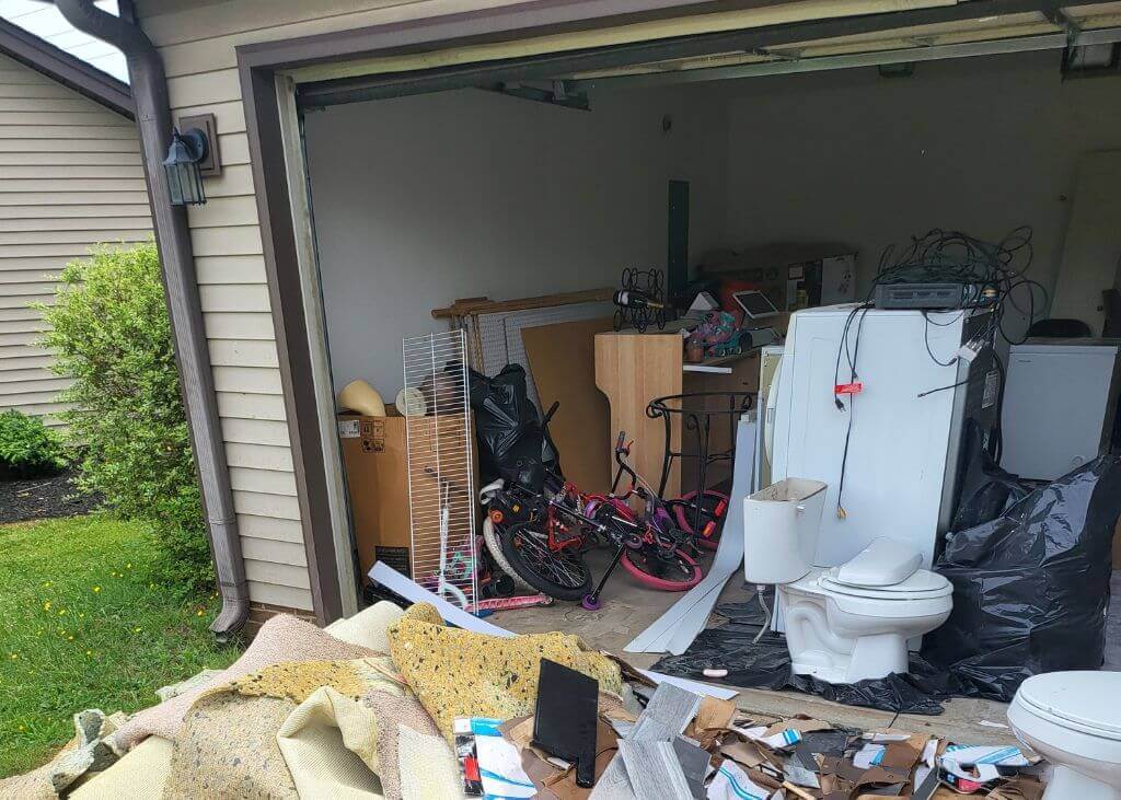 Construction Waste Garage Driveway Cleanup